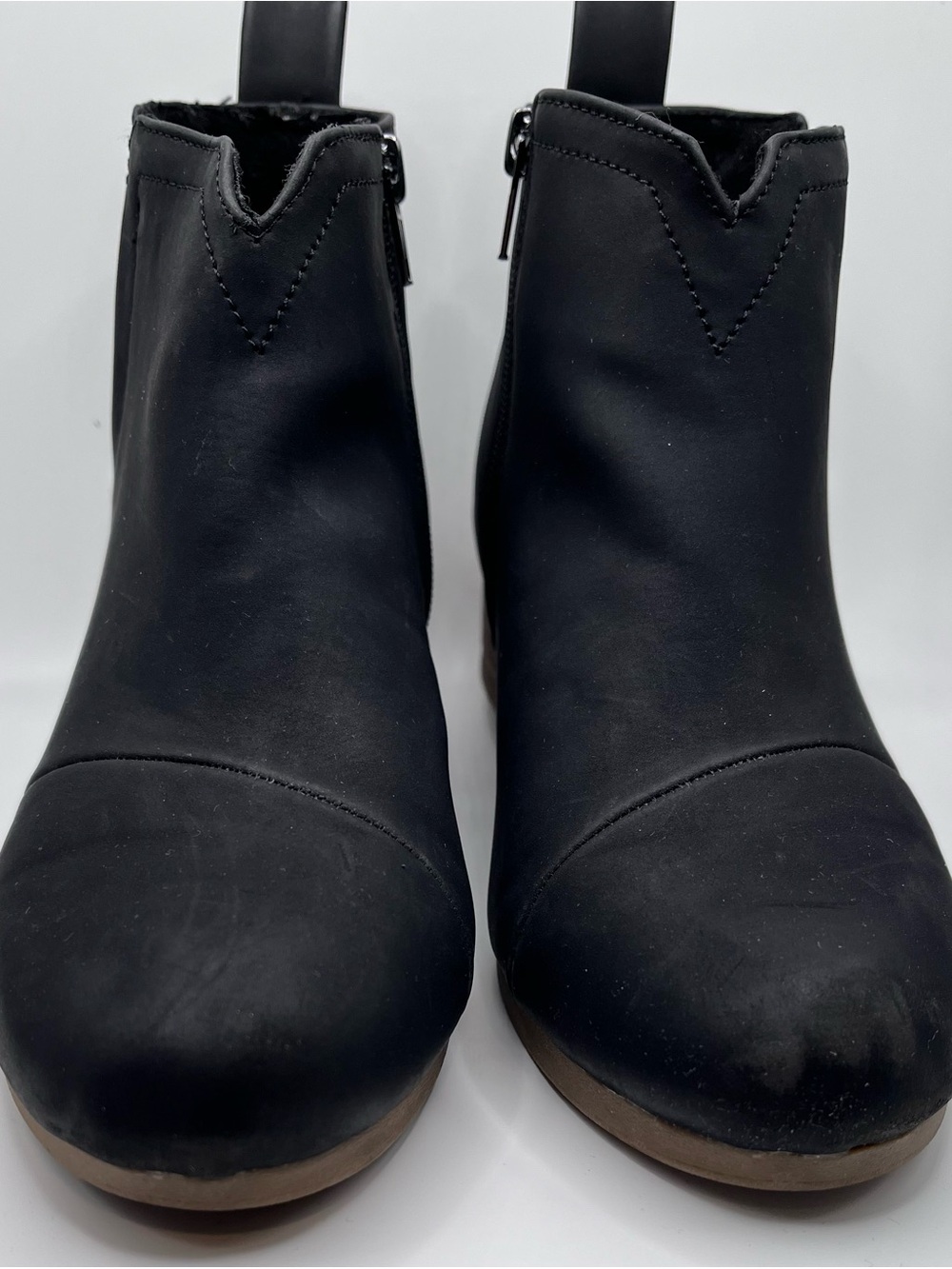TOMS Clare Youth Black Wedge Ankle Booties Size 1